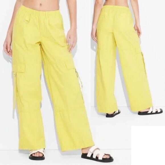 wild fable Pants - Wild Fable Women's Mid Rise Wide Leg Relaxed Cargo Pants Yellow Size XXS